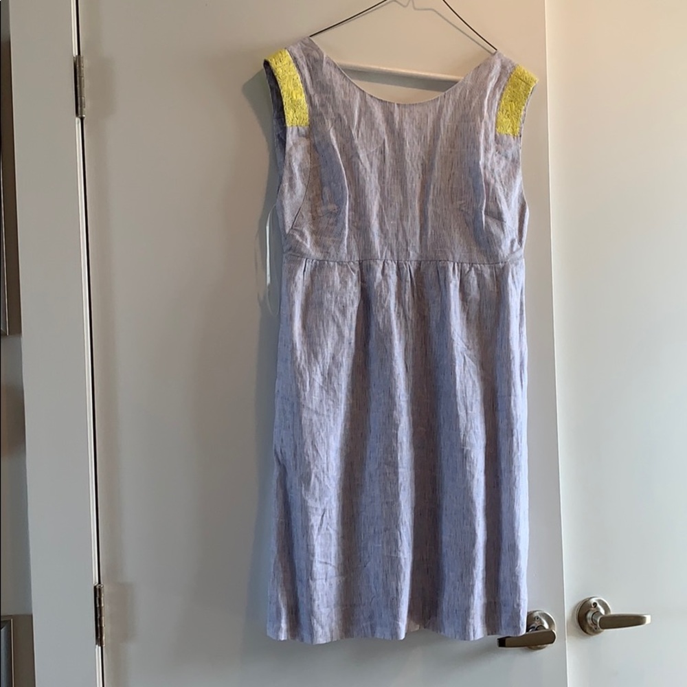 New! J. Crew Blue Sundress with Yellow Lace Arm Detail Sz 10